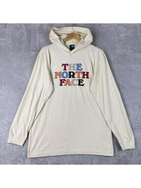 The North Face Cream Graphic Hoodie Lightweight Long Sleeve Shirt Mens M Outdoor